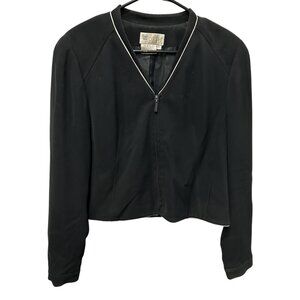 Vintage 90s Worth Womens Black Zip-Up Cropped Jacket Size 10